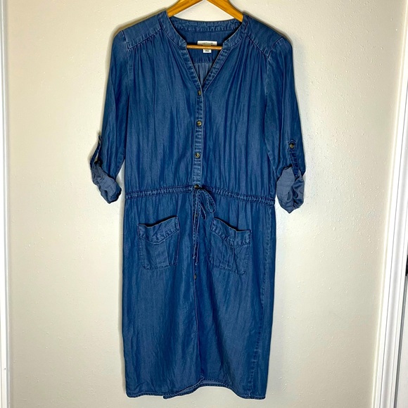 Westbound Chambray Drawstring Waist Dress Size Small - Picture 2 of 6